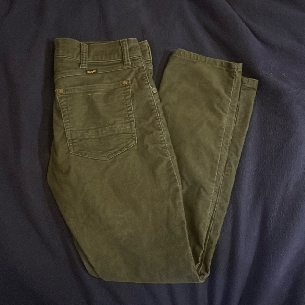 Wrangler Men's Corduroy Pants - Olive Green - 30 x 30 slim taper
